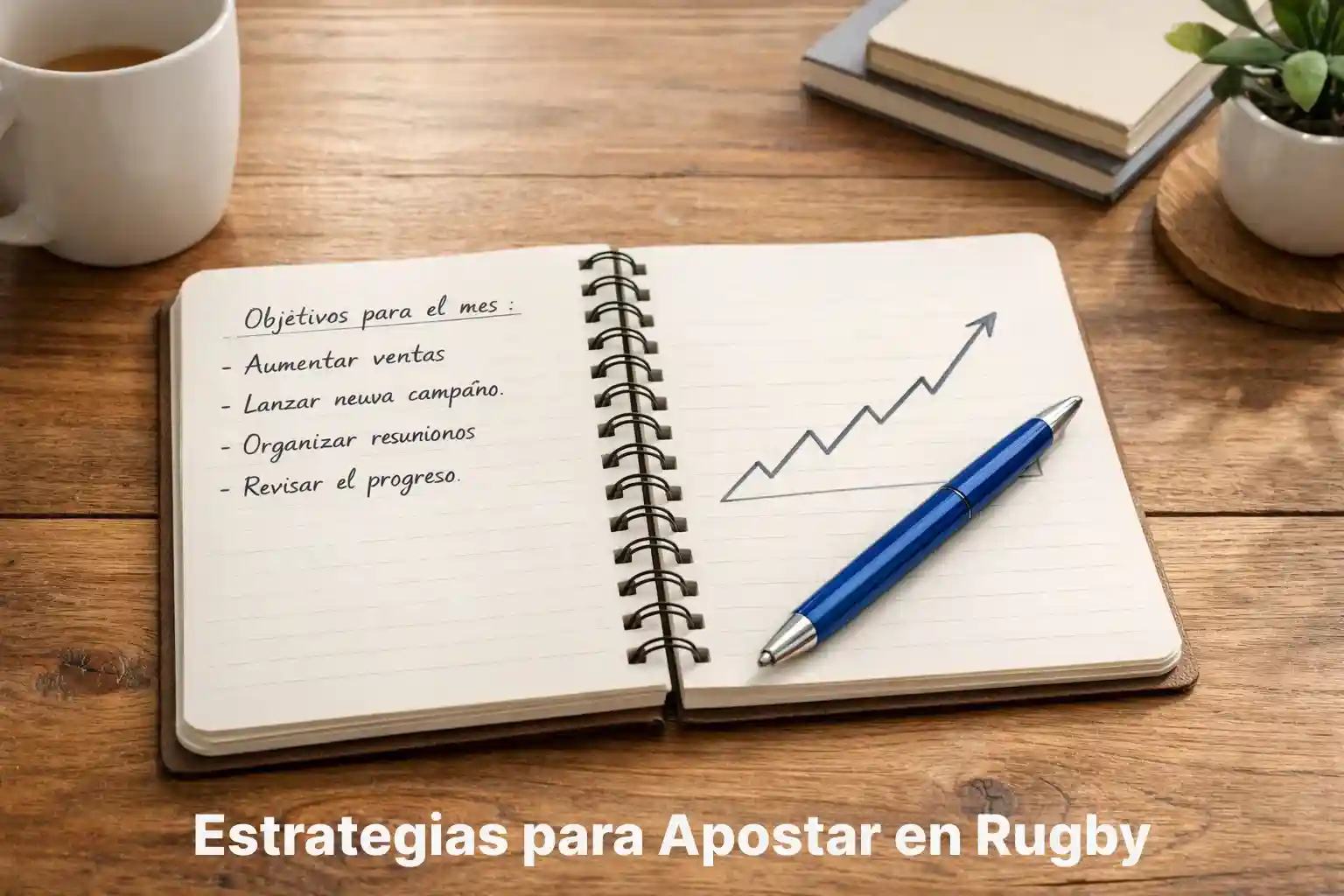 Mesa de trabajo con libreta de apuntes, bolígrafo y gráfico de rendimiento deportivo