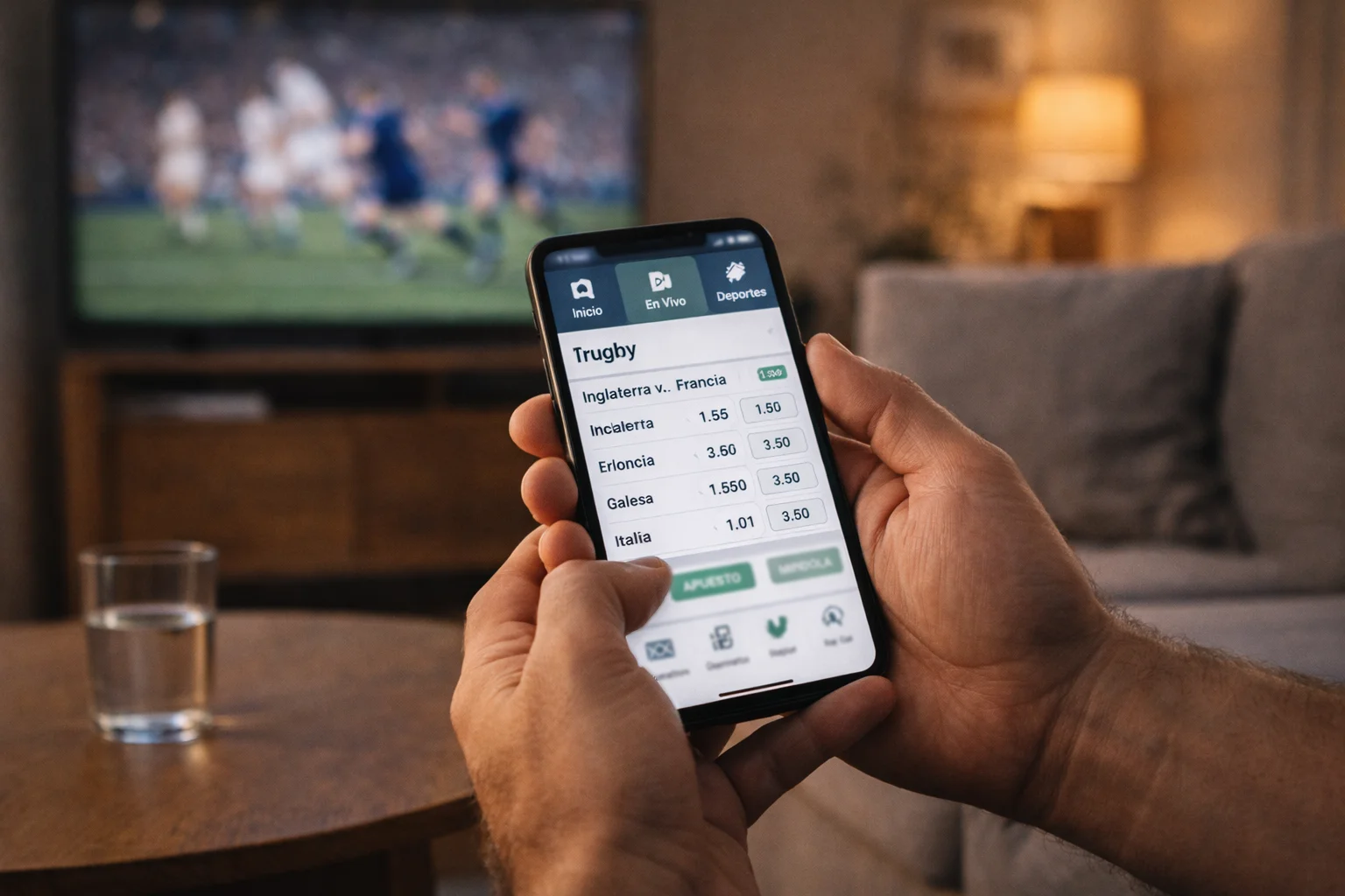 Pantalla mostrando diferentes opciones de mercados de apuestas deportivas