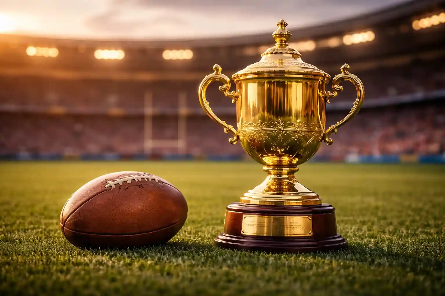 Trofeo del campeonato Seis Naciones sobre césped de rugby